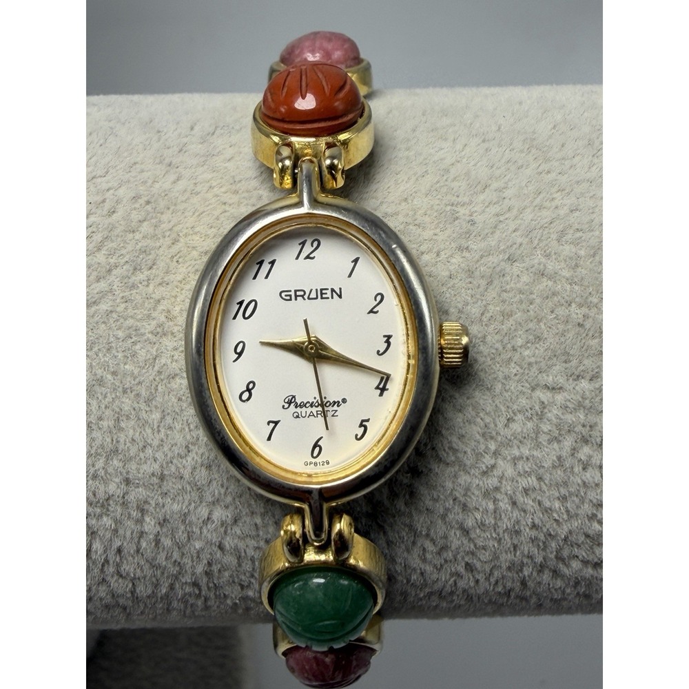 Gruen Precision 358-902.105 New Battery Scarab Beetle Ladies Watch 19MM 7.25"